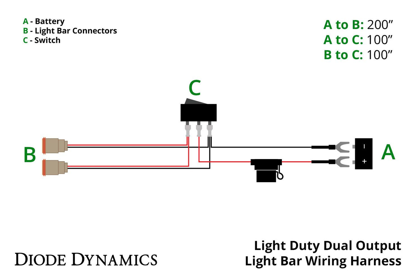 Diode Dynamics Light Duty Dual Output 2-Pin Wiring Harness - DD4033